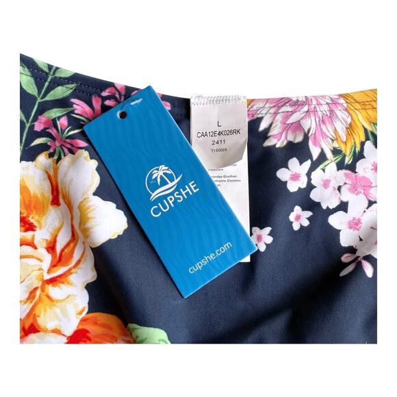 NEW Cupshe SWIMSUIT Women's LG Tropical Floral Cutout One-Piece Bathing Suit NWT - Picture 9 of 15